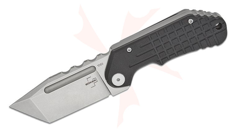 Boker Plus Dvalin Frame Lock Folding Knife 2.8 inch D2 Stonewashed Tanto Blade, Black G10 and Stainless Steel Handles