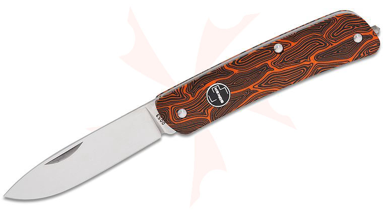 Boker Plus Tech-Tool Slipjoint Pocket Knife 2.8 inch 12C27 Drop Point Blade, Orange Damast G10 Handles