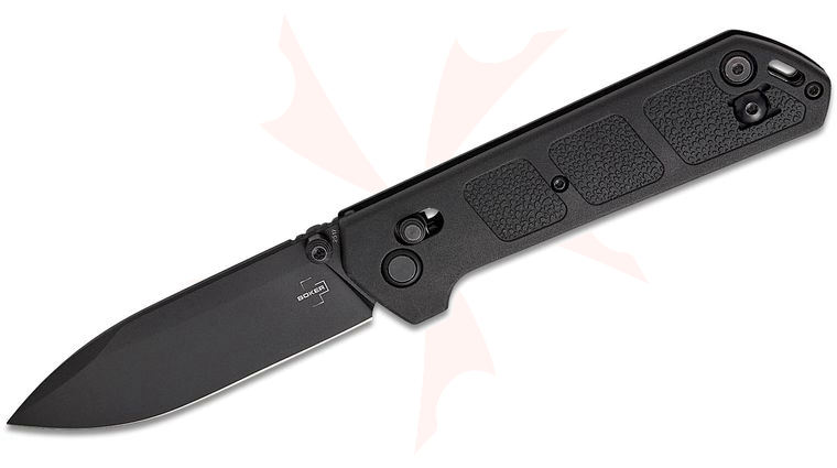 Boker Plus Lucas Burnley Kihon DC Crossbar Lock Folding Knife 3.23 inch D2 Black Drop Point Blade, Black GFN Handles