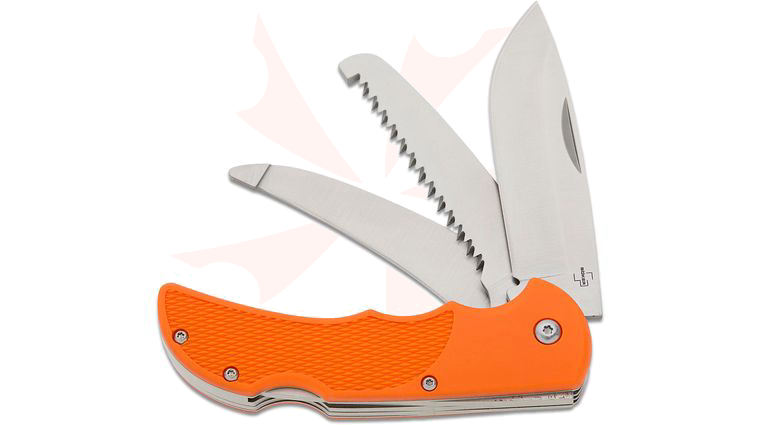 Boker Plus HL Triple Pocket Knife 440C Stainless Steel Blades, Orange FRN Handles, Nylon Pouch