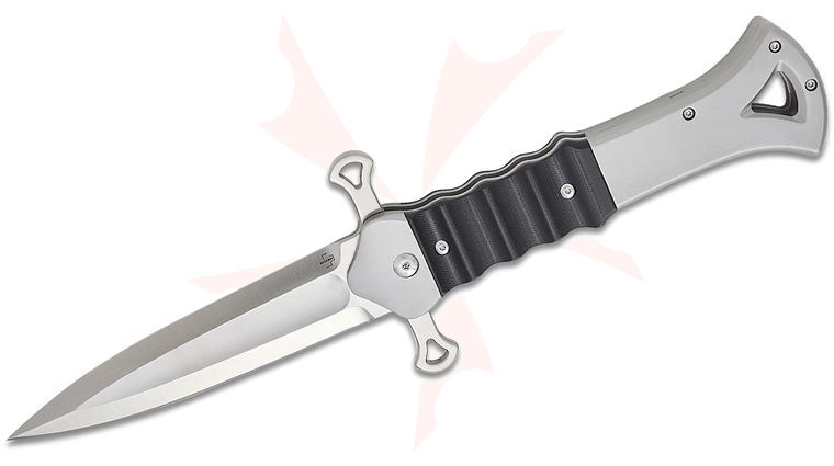 Boker Plus Midgards Messer Inarsil Pocket Sword Liner Lock Flipper Knife 4.68 inch D2 Satin Single-Edge Dagger Blade, Black G10 and Stainless Steel Handles