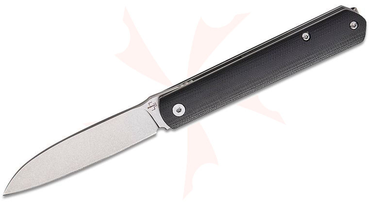Boker Plus Stephane Espi Fructis Liner Lock Flipper Knife 3.15 inch Nitro-V Stonewashed Sheepsfoot Blade, Black G10 Handles