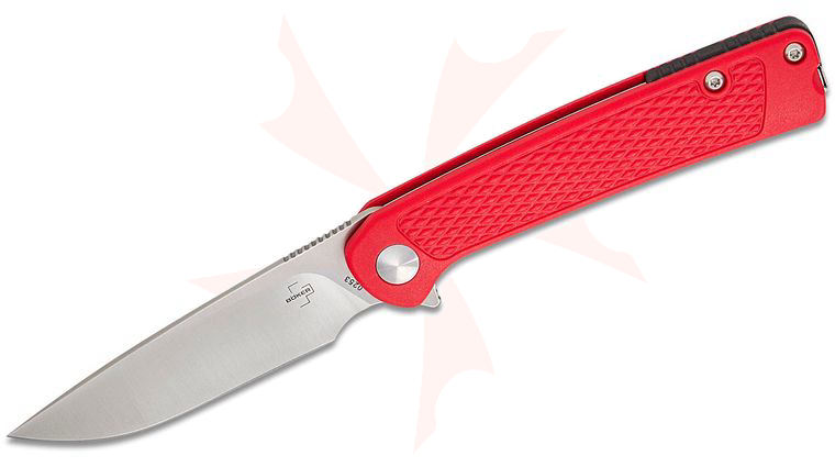 Boker Plus Fire Ant Flipper Knife 2.85 inch Satin Drop Point Blade, Red Polypropylene Handles