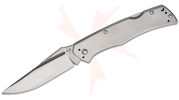 Boker Plus MEK Lockback Folding Knife 4.21 inch Nitro-V Satin Clip Point Blade, Stainless Steel Handles