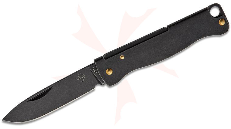Boker Plus Atlas Mini Pocket Knife 1.65 inch Black Stonewashed Stainless Steel Blade, Black Stonewashed Stainless Steel Handle