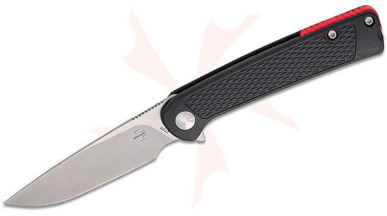 Boker Plus Fire Ant Flipper Knife 2.85 inch Satin Drop Point Blade, Black Polypropylene Handles