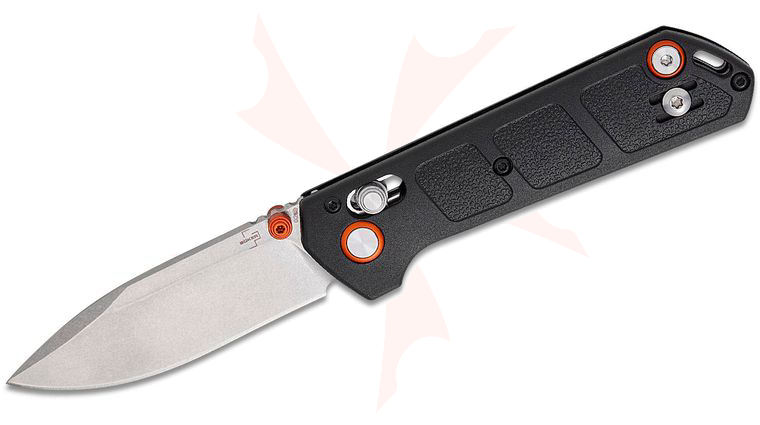 Boker Plus Lucas Burnley Kihon Compact Crossbar Lock Folding Knife 2.76 inch D2 Stonewashed Drop Point Blade, Black GFN Handles