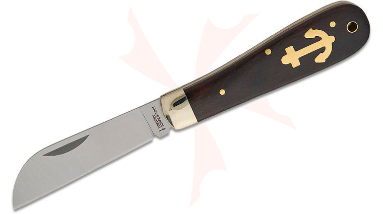 Boker History Knife and Tool Anchor Slipjoint Folding Knife 3.15 inch Satin Sheepsfoot Blade, Ebony Wood Handles with Steel Bolster