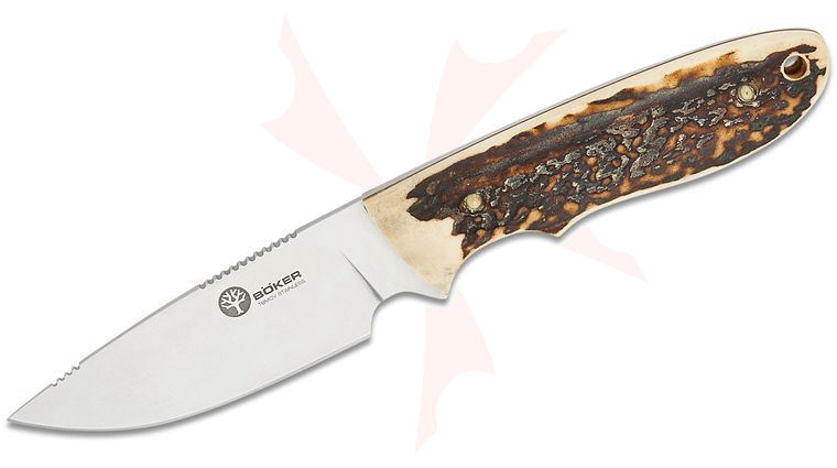 Boker Pine Creek Stag Fixed 3-5/8 inch Blade, Stag Handles, Jerry Lairson Design
