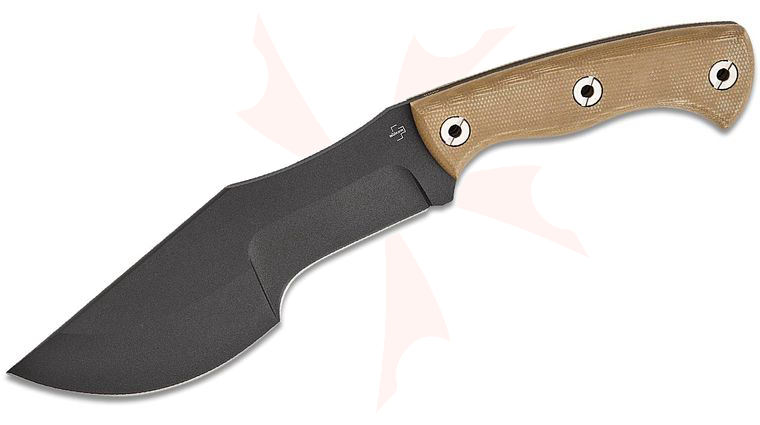 Boker Plus Tracker 2.0 Fixed Blade Knife 7.2 inch 1095 Black Recurve, Brown Micarta Handles, Black Kydex Sheath
