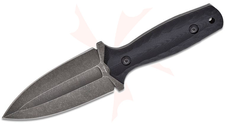 Boker Plus W1 Dagger Fixed Blade Knife 3.74 inch VG-10 Dark Stonewashed Double Edge Blade, Black G10 Handles, Kydex Sheath