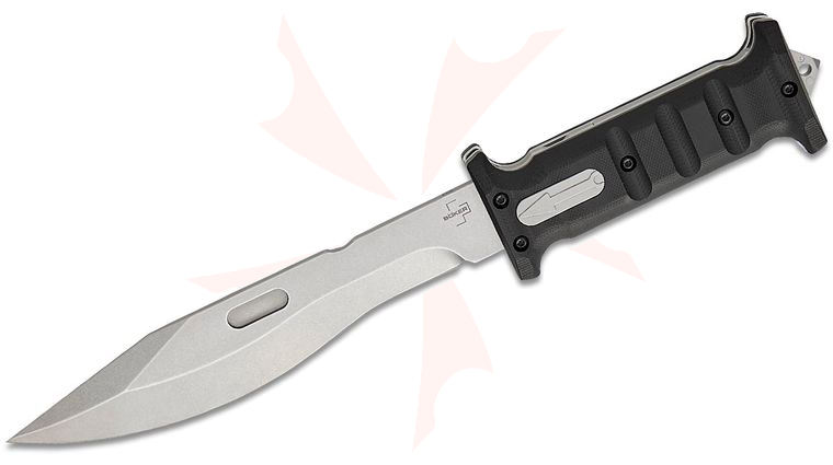 Boker Plus Extension Knife, D2 Stonewashed Variable Length Recurve Blade, Black G10 Handles, Kydex Sheath