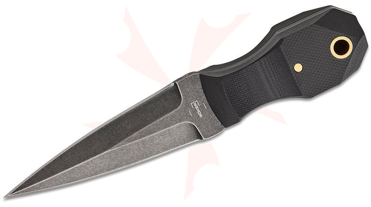 Boker Plus Pocket Rocket Fixed Blade Knife 2.76 inch D2 Black Stonewashed Double Edge Dagger Blade, Black G10 Handles, Kydex Sheath