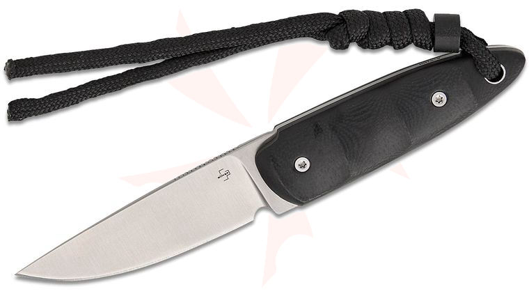 Boker Plus Pollywog Fixed Blade Knife 2.6 inch Nitro-V Satin Drop Point Blade, Black G10 Handles, Kydex Sheath
