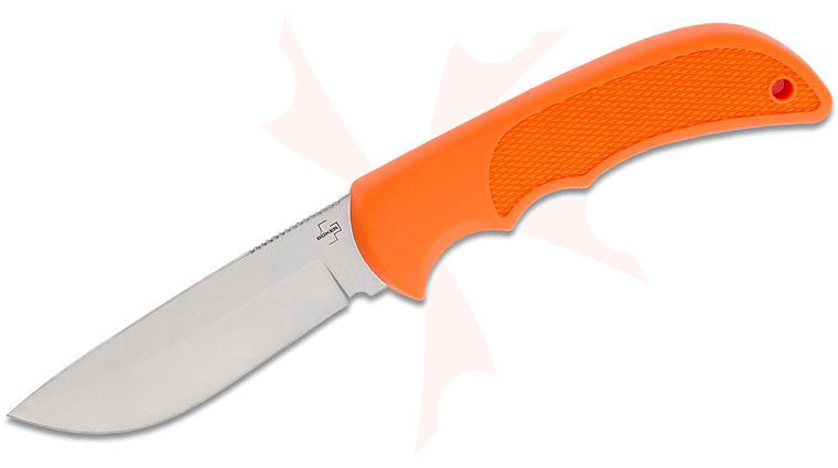 Boker Plus HL Universal Fixed Blade Knife 3.54 inch Satin Drop Point Blade, Orange FRN Handles, Orange Kydex Sheath