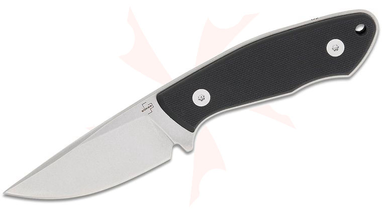 Boker Plus Lucas Burnley Mini D.A.D. Fixed Blade Knife 2.83 inch D2 Satin Drop Point Blade, Black G10 Handles, Kydex Sheath