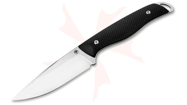 Boker USA Backcountry Fixed Blade Knife 3.6 inch 154CM Satin Drop Point Blade, Black G10 Handles, Orange Kydex Sheath