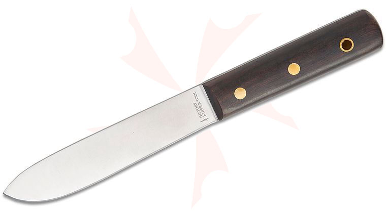 Boker History Knife and Tool Sailor's Fixed Blade Knife 5.28 inch Satin Drop Point Blade, Ebony Wood Handles, Leather Sheath