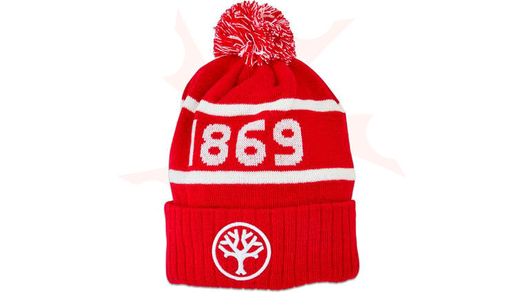 Boker 1869 Bobble Hat Beanie, Red with White Logo