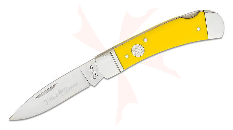 Boker Traditional Series 2.0 Gentleman's Lockback 2.95 inch D2 Satin Drop Point, Yellow Delrin Handles