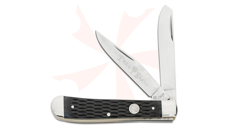 Boker Traditional Series 2.0 Trapper, Jigged Black Bone Handles with Nickel Silver Bolsters, D2 Blade 4.25 inch Closed