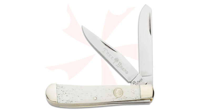 Boker Traditional Series 2.0 Trapper, Smooth White Bone Handles with Nickel Silver Bolsters, D2 Blade 4.25 inch Closed