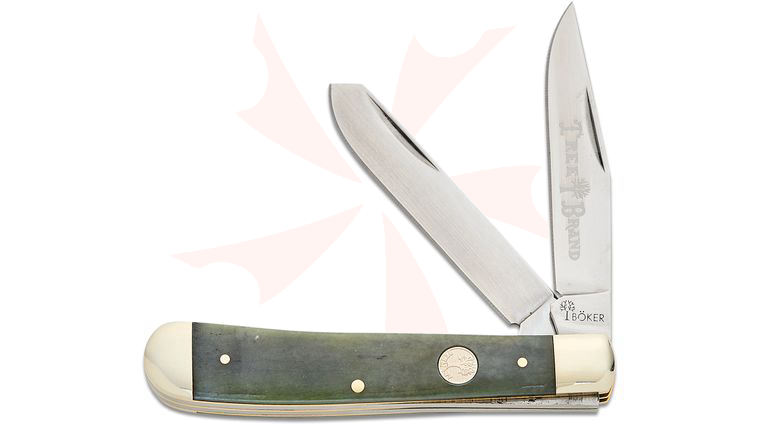Boker Traditional Series 2.0 Trapper Pocket Knife, Smooth Gray Bone Handles with Nickel Silver Bolsters, D2 Blade 4.25 inch Closed