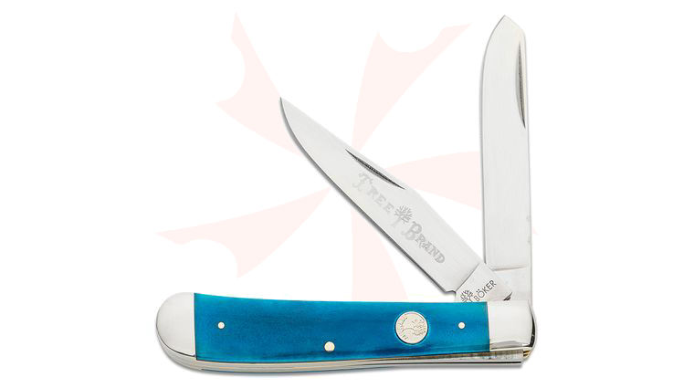 Boker Traditional Series 2.0 Trapper, Smooth Blue Bone Handles with Nickel Silver Bolsters, D2 Blade 4.25 inch Closed