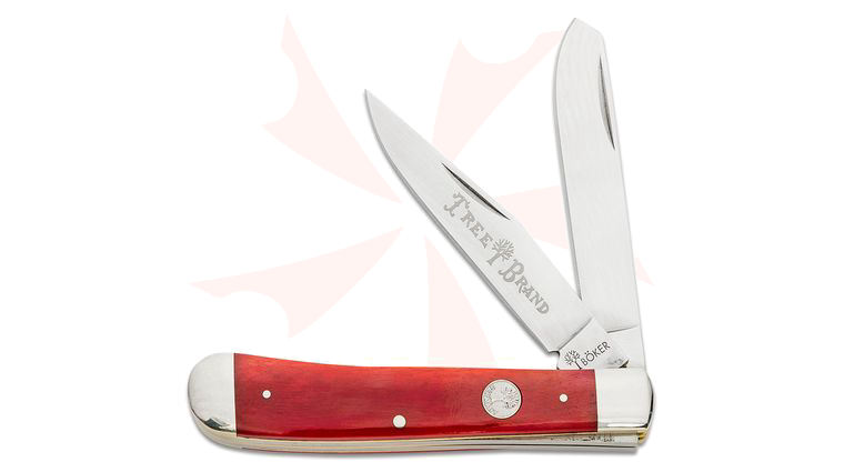 Boker Traditional Series 2.0 Trapper, Smooth Red Bone Handles with Nickel Silver Bolsters, D2 Blade 4.25 inch Closed