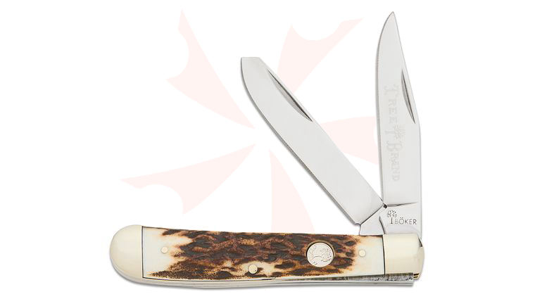 Boker Traditional Series 2.0 Trapper, Stag Handles with Nickel Silver Bolsters, D2 Blade 4.25 inch Closed