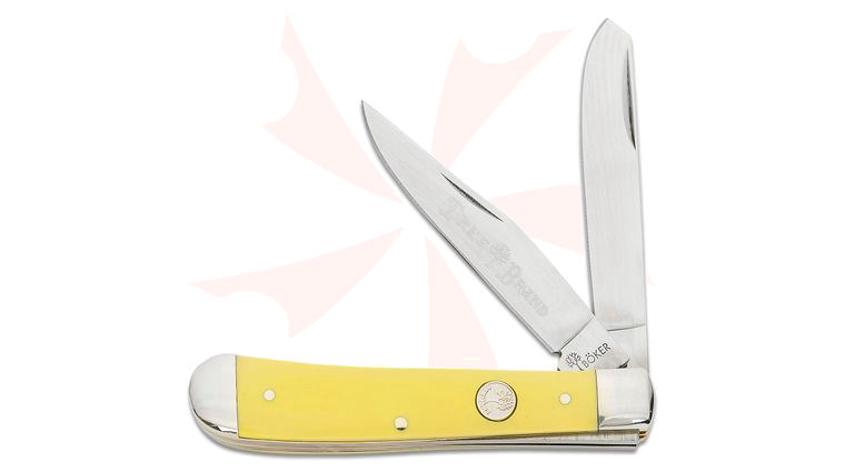 Boker Traditional Series 2.0 Trapper Smooth Yellow Delrin Handles D2 Blade 4.25 inch Closed