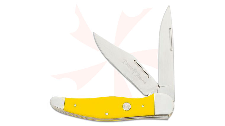 Boker Traditional Series 2.0 Folding Hunter, Yellow Delrin Handles, D2 Blade 5.25 inch Closed