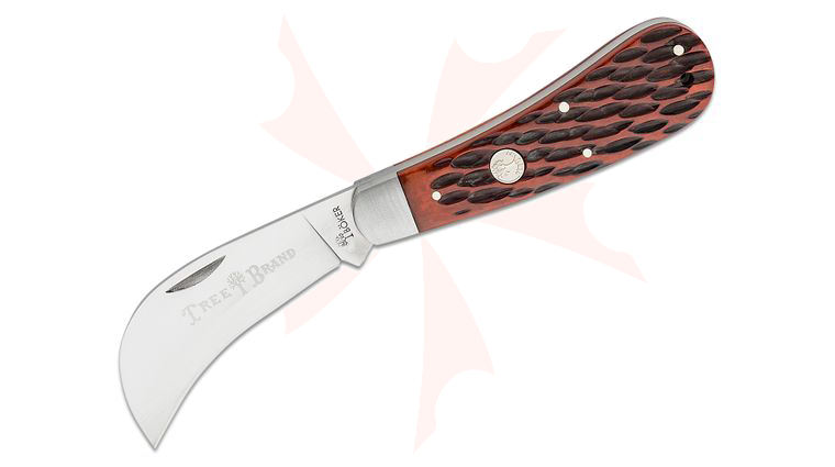 Boker Traditional Series 2.0 Hawkbill Folding Knife 3 inch D2 Satin Blade, Jigged Brown Bone Handles