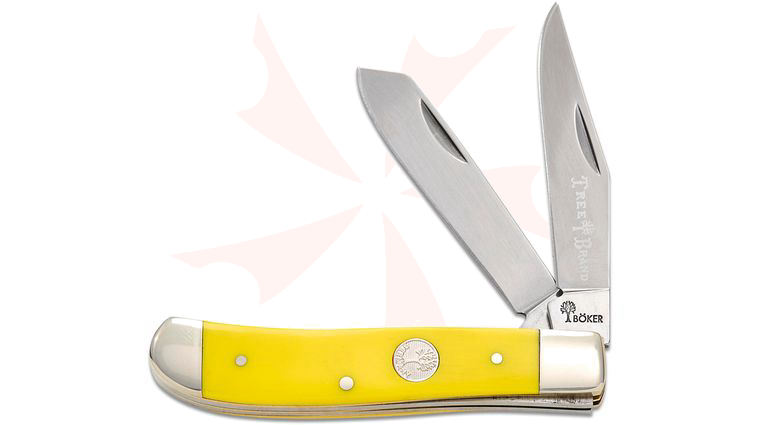 Boker Traditional Series Treebrand Mini Trapper Pocket Knife, Yellow Delrin Handles, D2 Blades, 3.5 inch Closed