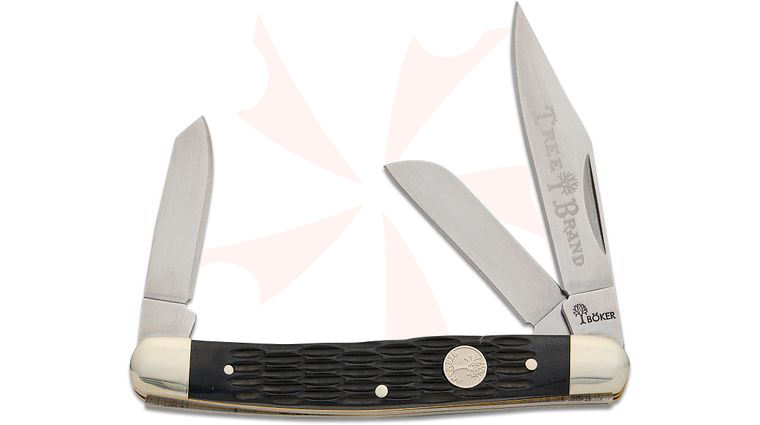 Boker Traditional Series Treebrand Large Stockman Pocket Knife, Jigged Black Bone Handles, D2 Blades, 3.94 inch Closed