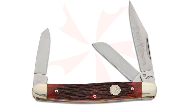Boker Traditional Series Treebrand Large Stockman Pocket Knife, Jigged Brown Bone Handles, D2 Blades, 3.94 inch Closed