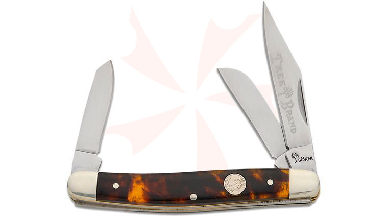 Boker Traditional Series Treebrand Large Stockman Pocket Knife, Faux Tortoise Handles, D2 Blades, 3.94 inch Closed
