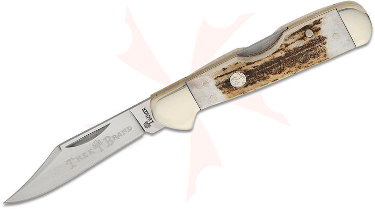 Boker Traditional Series 2.0 Copperhead Lockback Folding Knife 2.75 inch D2 Clip Point Blade, Stag Handles