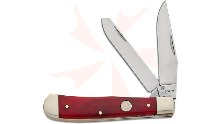Boker Traditional Series 2.0 Trapper Smooth Red Bone Handles 1095 Blade 4.25 inch Closed