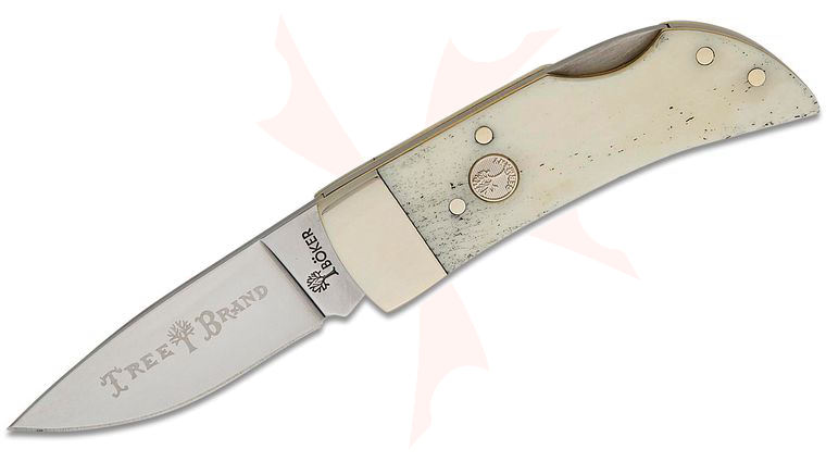Boker Traditional Series 2.0 Pocket Folding Knife 1.97 inch D2 Polished Drop Point Blade, Smooth White Bone Handles