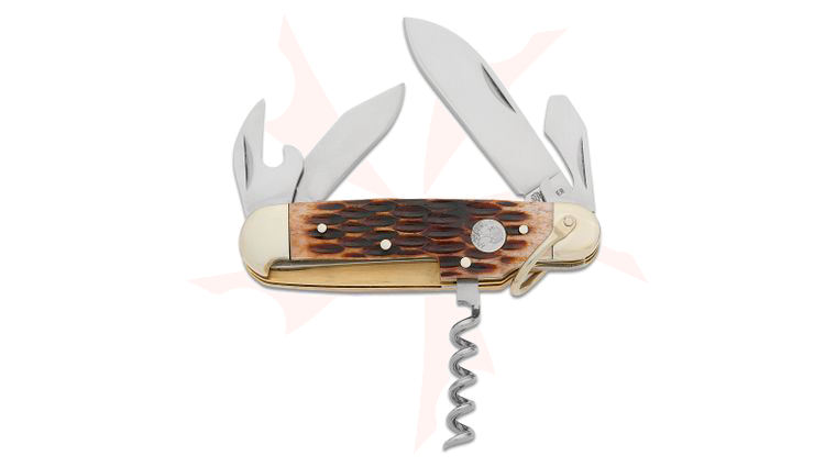 Boker Traditional Series Treebrand Camp Knife, Amber Bone Handles, 3.5 inch Closed
