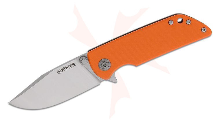 Boker Sherman EDC II Flipper Knife 2.95 inch MagnaCut Satin Clip Point Blade, Orange G10 and Stonewashed Titanium Handles