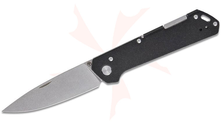 Boker Burnley Kihon Bifold 42a Folding Knife 3.13 inch MagnaCut Stonewashed Drop Point Blade with Nail Nick, Integral Black Stainless Steel Handles