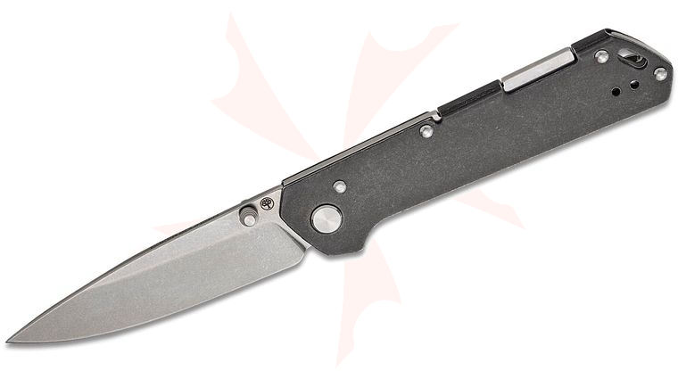 Boker Burnley Kihon Bifold Folding Knife 3.13 inch MagnaCut Stonewashed Drop Point Blade with Thumb Stud, Integral Black Stainless Steel Handles