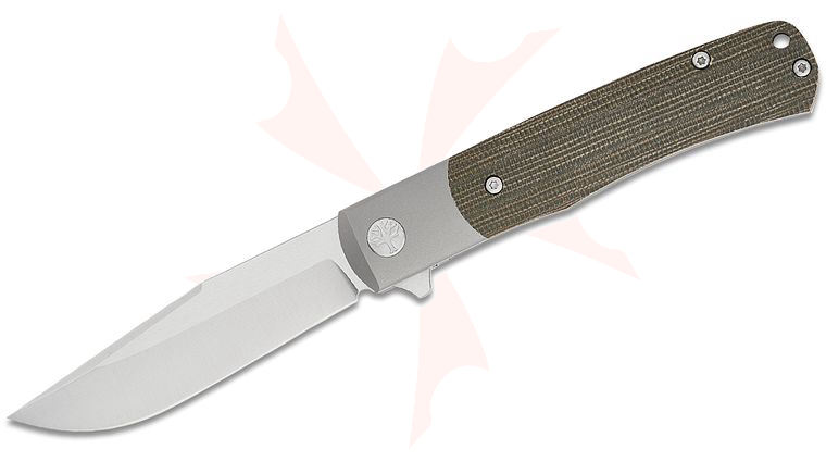 Boker TRPPR Flipper Knife 3.19 inch Two-Tone MagnaCut Clip Point Blade, Green Micarta Handles with Titanium Bolsters