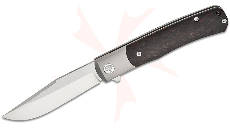 Boker TRPPR Flipper Knife 3.19 inch CPM-MagnaCut Two-Tone Clip Point Blade, Curly Birch Wood Handles with Titanium Bolsters