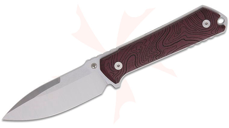 Boker Lucas Burnley Kiboku Fixed Blade Knife 2.95 inch RWL-34 Two-Tone Drop Point Blade, Redstone Topographic Richlite Handles, Kydex Sheath