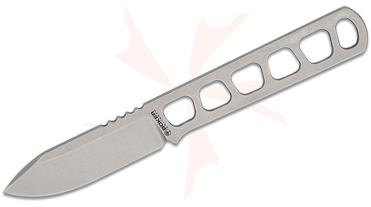 Boker Lucas Burnley Barlow BFF Packlite Fixed Blade Knife 2.56 inch CPM-MagnaCut Satin Clip Point, One Piece Construction,Kydex Sheath with Clip
