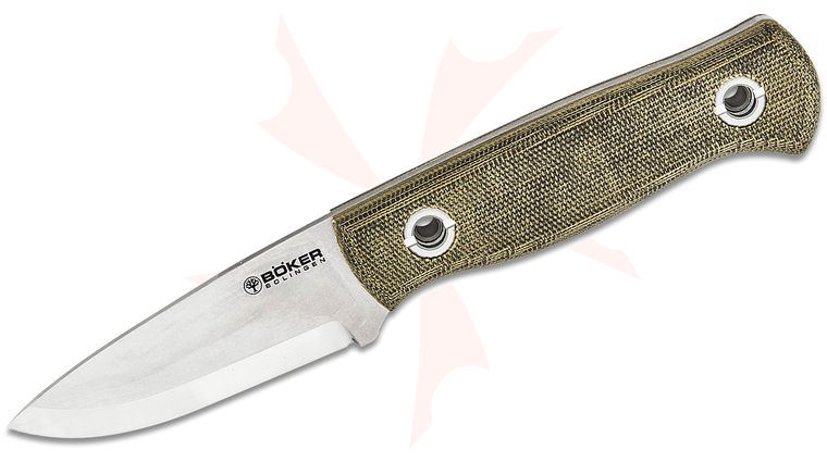 Boker Vigtig vs. Wild Fixed Blade Knife 3.35 inch MagnaCut Stonewashed Drop Point, Green Canvas Micarta Handles, Kydex Sheath