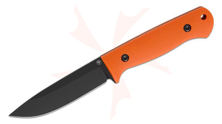 Boker Dutch Bushcraft Knives DBK Bushfriend 2000 Fixed Blade Knife 4.33 inch 80CrV2 Black Drop Point Blade, Orange G10 Handles, Leather Sheath with Dangler